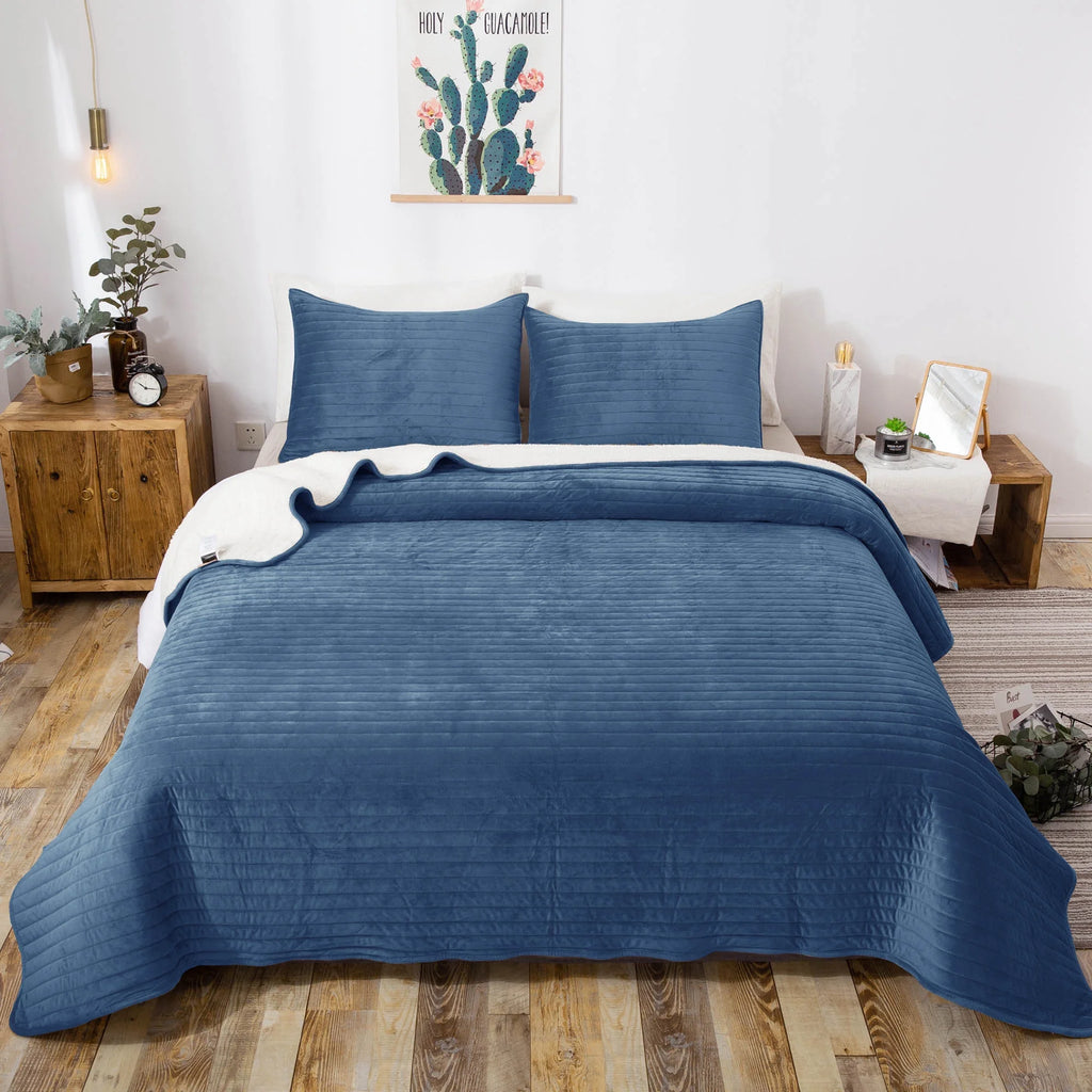 Pink King Microfiber Quilt Set S6266