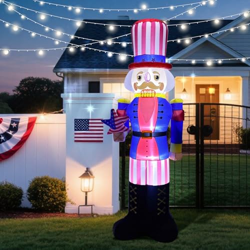 8.2FT Tall Christmas Inflatable Uncle Sam Nutcracker Built-in 3 LED Lights N598198