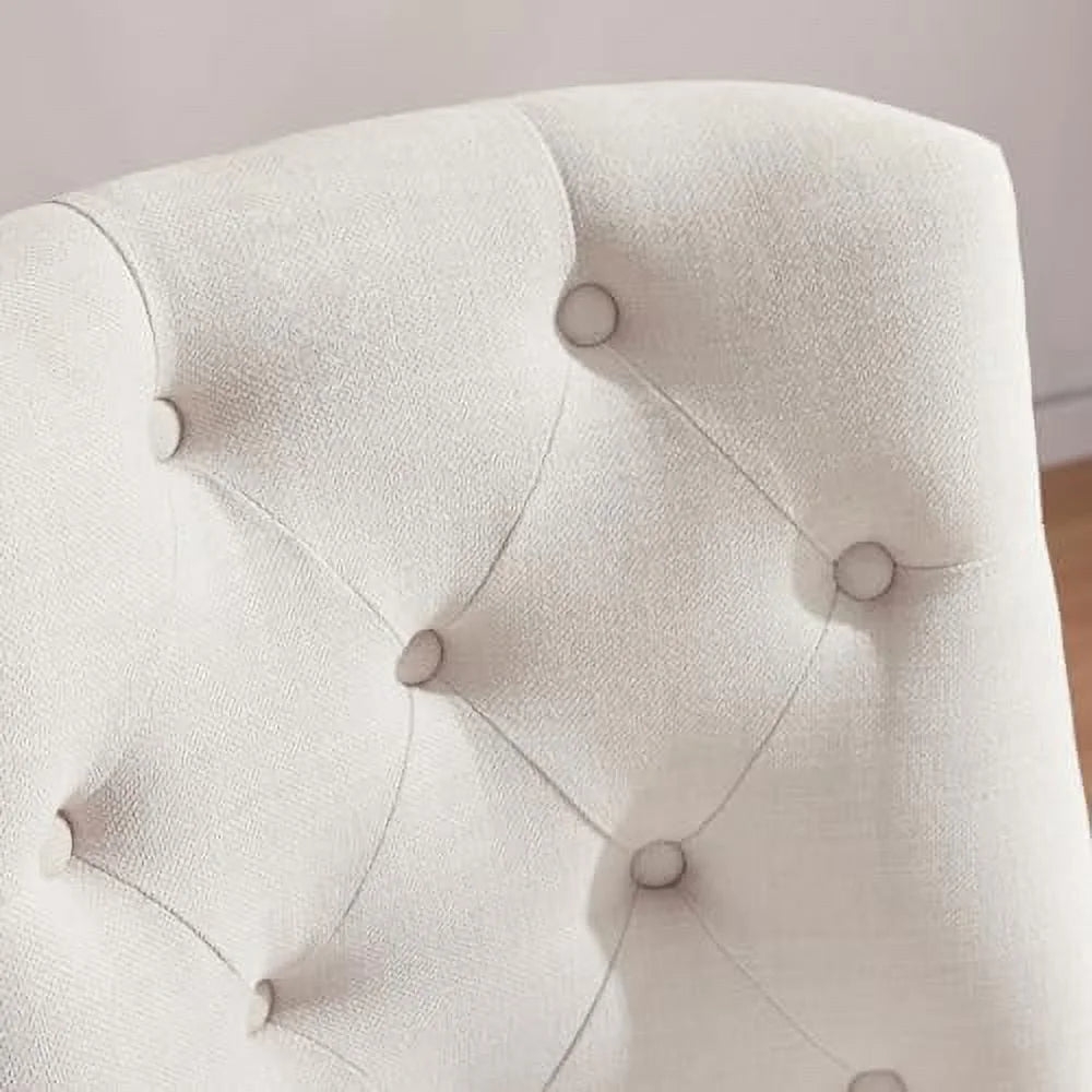 Beige Chenille Fabric Upholstered Swivel Office Chair with Wheels A98576
