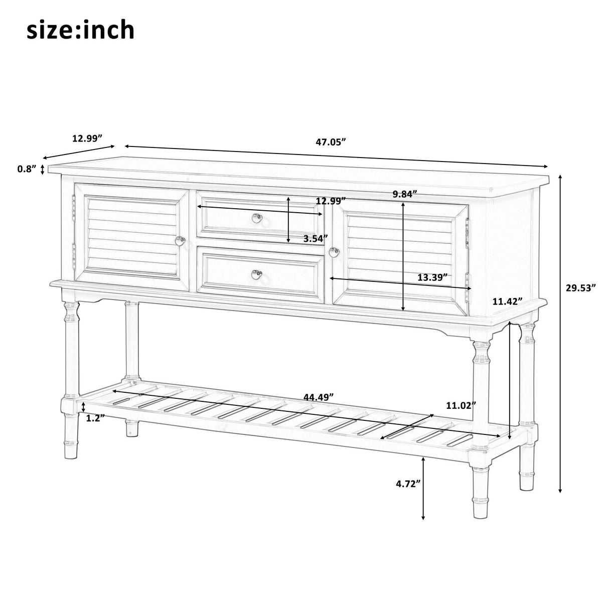 Black 47'' Sofa Table Console Table R92091