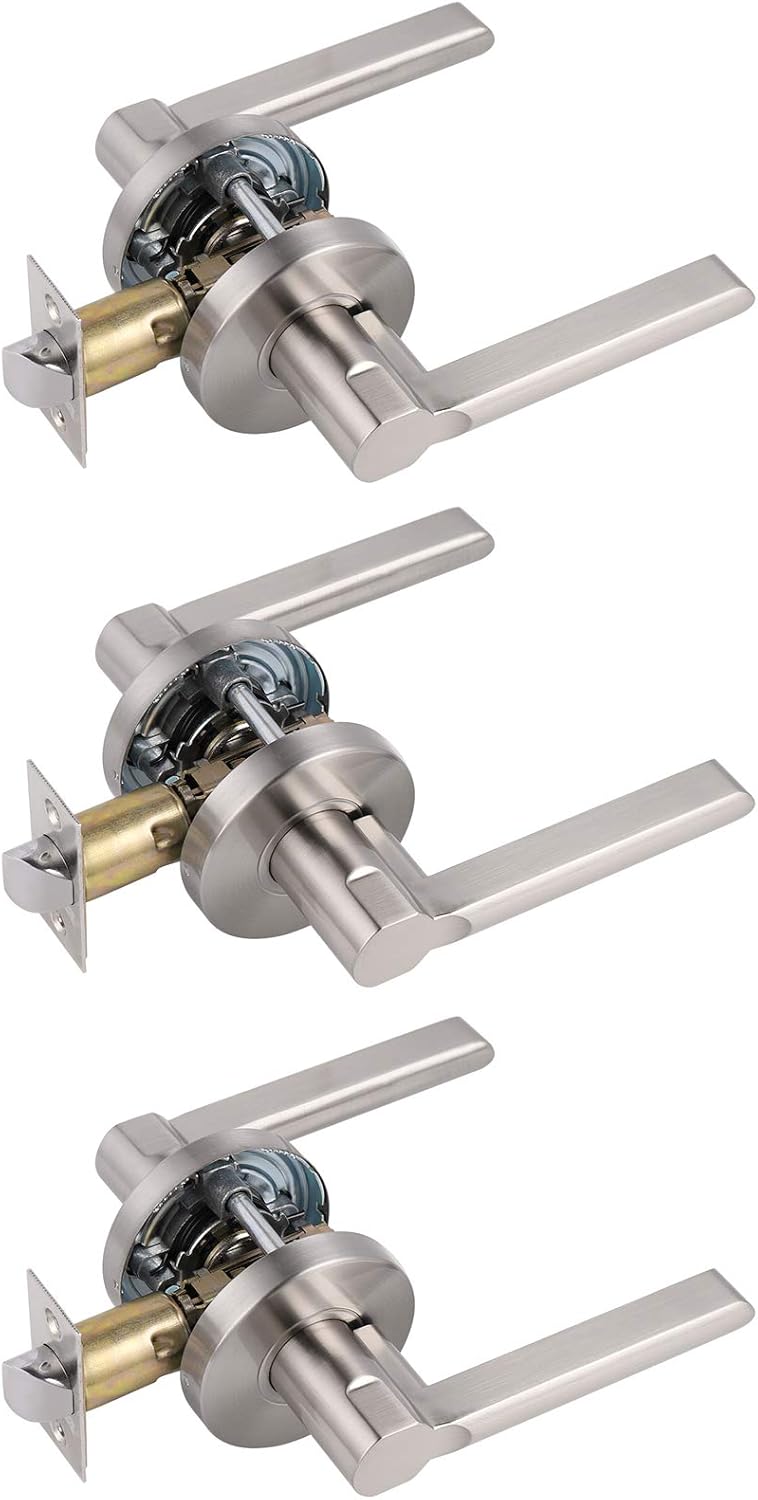 5 Pack Brushed Nickel Passage Door Levers P643