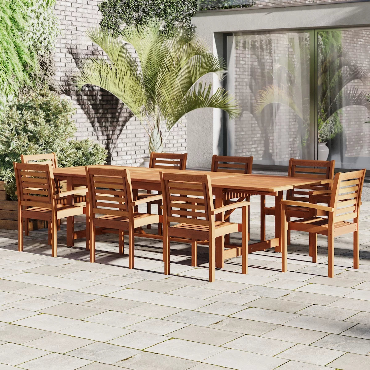 9-Piece Eucalyptus Extendable Rectangular Patio Dining Set L852410