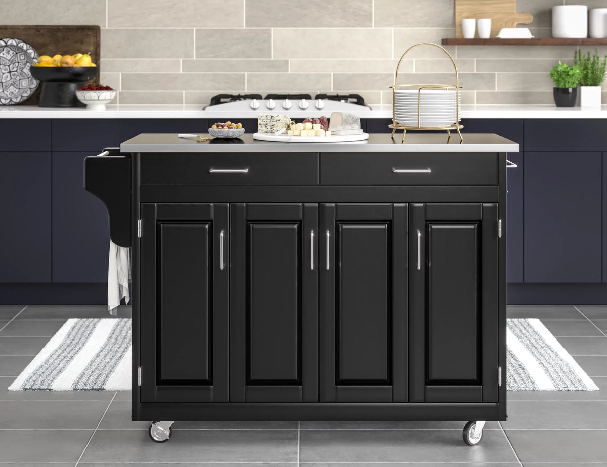 Wood Kitchen Cart in Black Z629