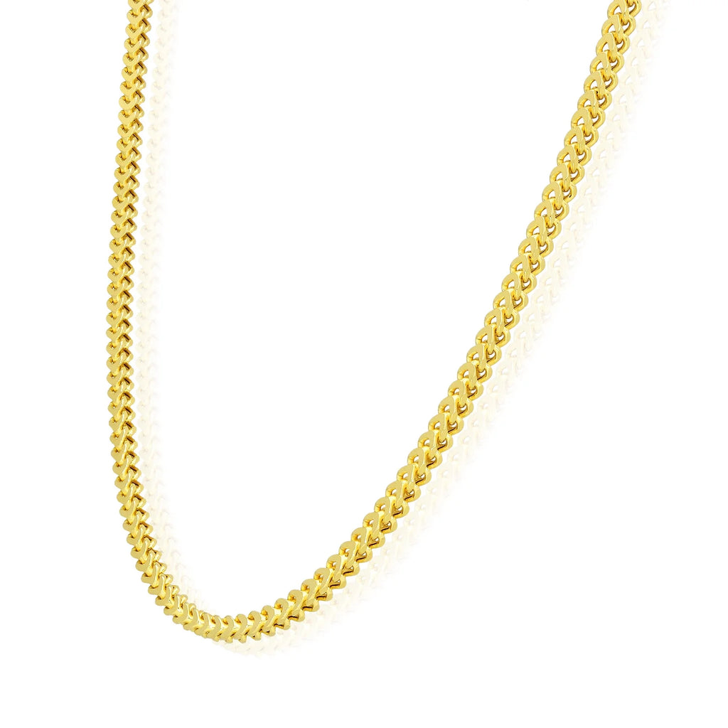 18K Gold Over Silver Hollow Franco Chain Necklace 20"-30" Y99778
