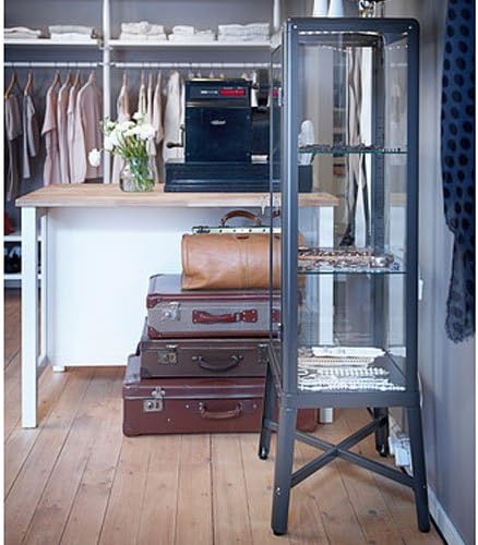 Dark Gray Glass Door Cabinet V21859