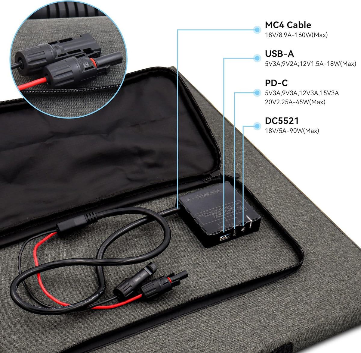 100W 18V Monocrystalline Portable Solar Panel Charger N843