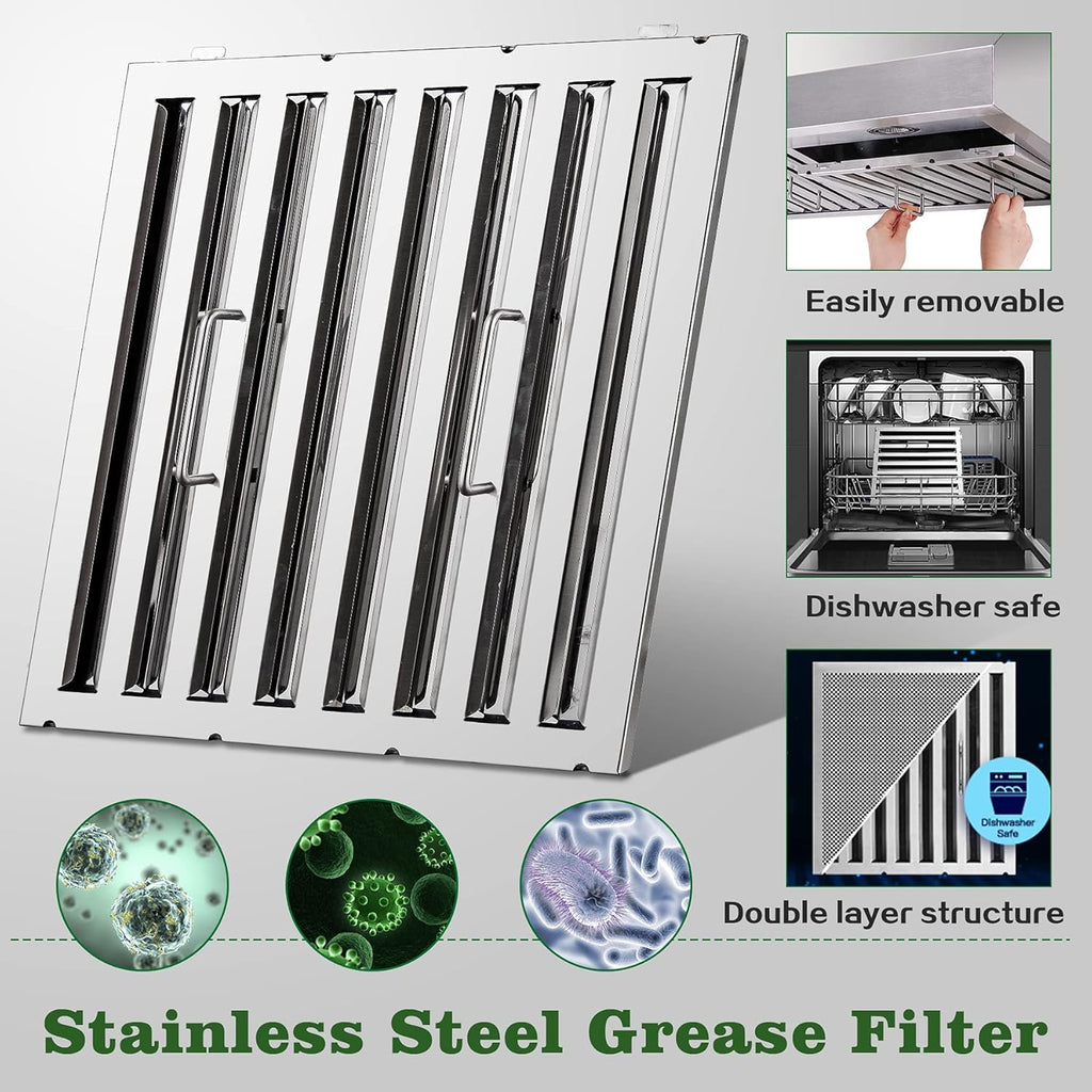 Stainless Steel Under Cabinet Range Hood 700CFM 3 Speed Fan LED Lights A11525