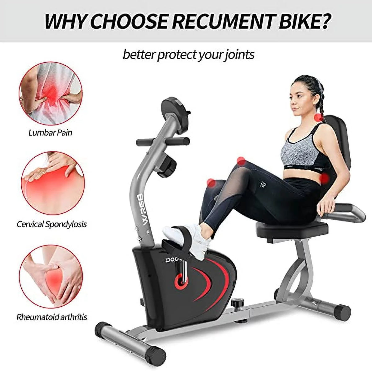 Recumbent Exercise Bike 8 Level Adjustable Magnetic Resistance D5596