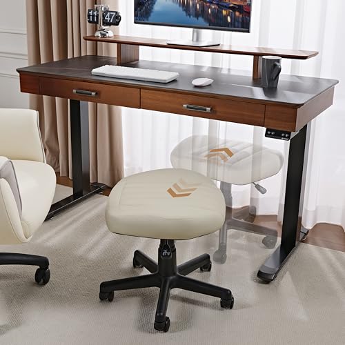 Height Adjustable Beige Foot Stool with Wheels K471967