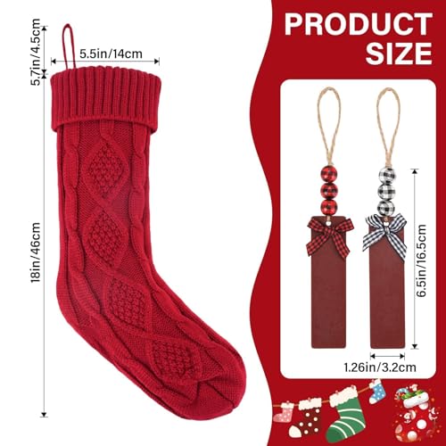 18Inch Cable Knitted Christmas Stockings in Red, White, Green I705