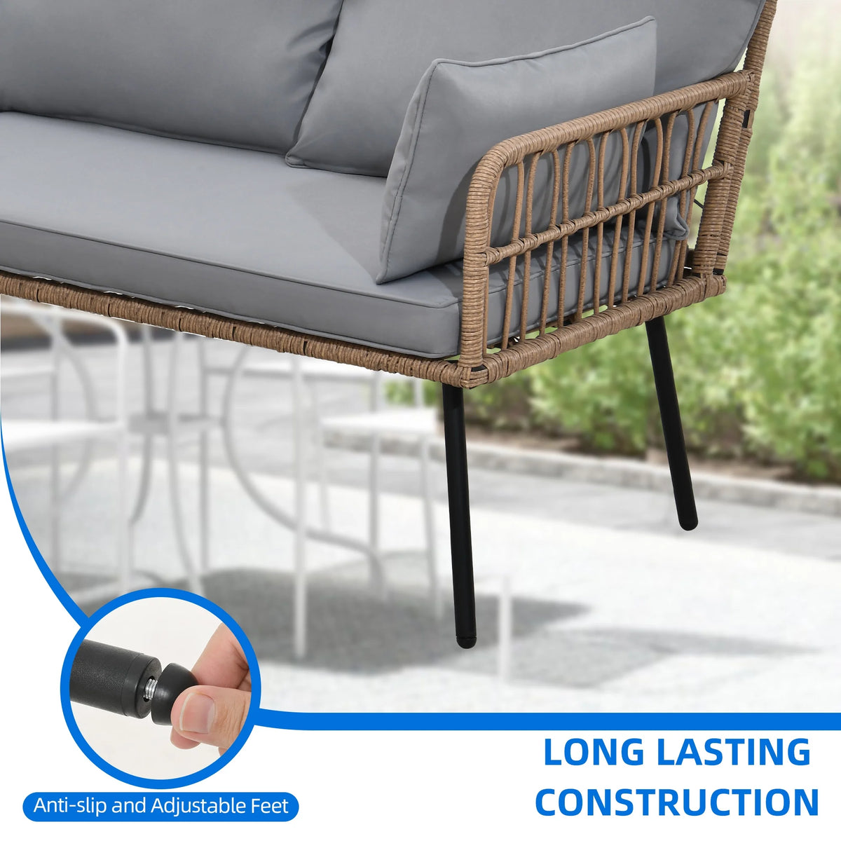 4-Piece Wicker Patio Furniture Set with Cushions and Coffee Table V297