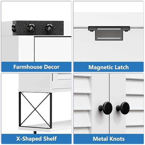 White Wall Mounted Medicine Cabinet with Towel Bar Z974818