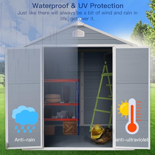 6x8ft Grey Resin Outdoor Storage Shed Kit G8685