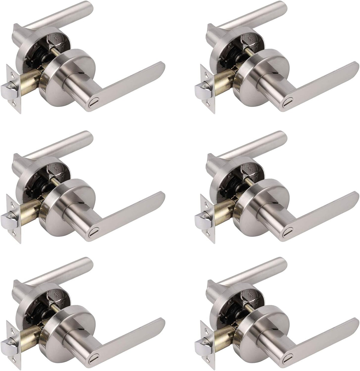 6 Pack Keyless Privacy Door Lever Lock Satin Nickel E758152
