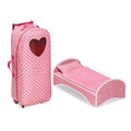 Pink Polka Dot 3-in-1 Trolley Doll Carrier with Rocking Bed and Bedding N46434