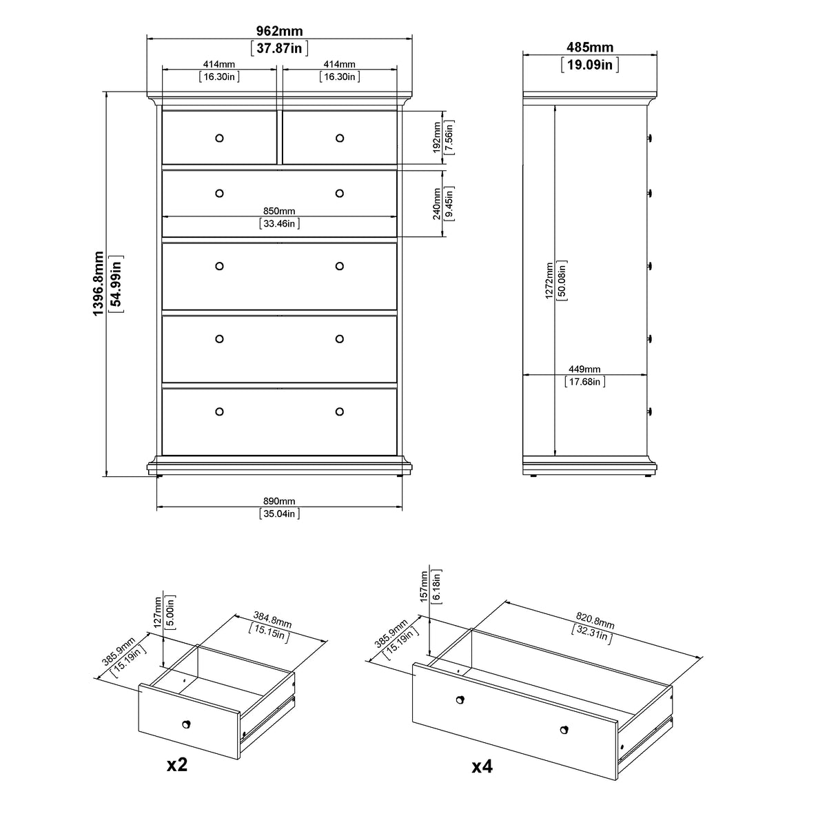 White 6 Drawer Chest G54999