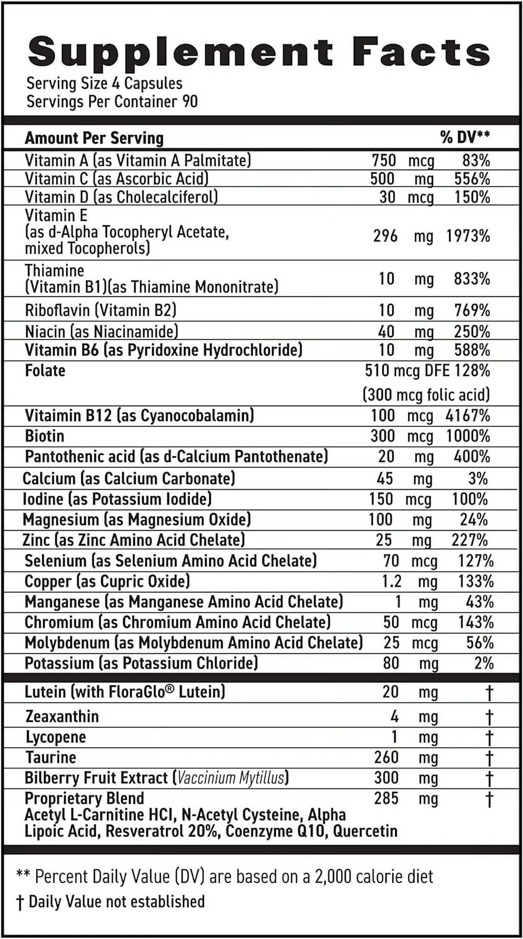 Eye Vitamins Lutein Zeaxanthin 360ct C965