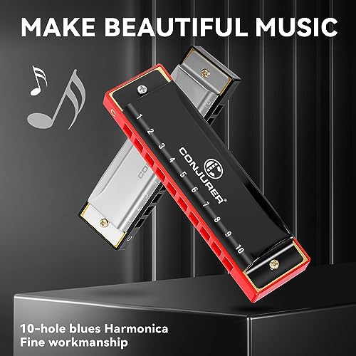10 Hole Diatonic Harmonica Key of C Brass Reed Metal Mouth Organ M634239