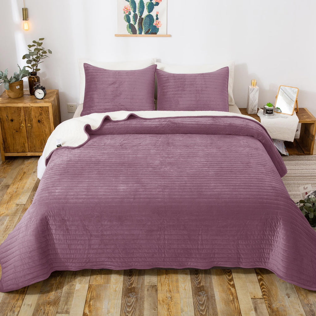 Pink King Microfiber Quilt Set S6266