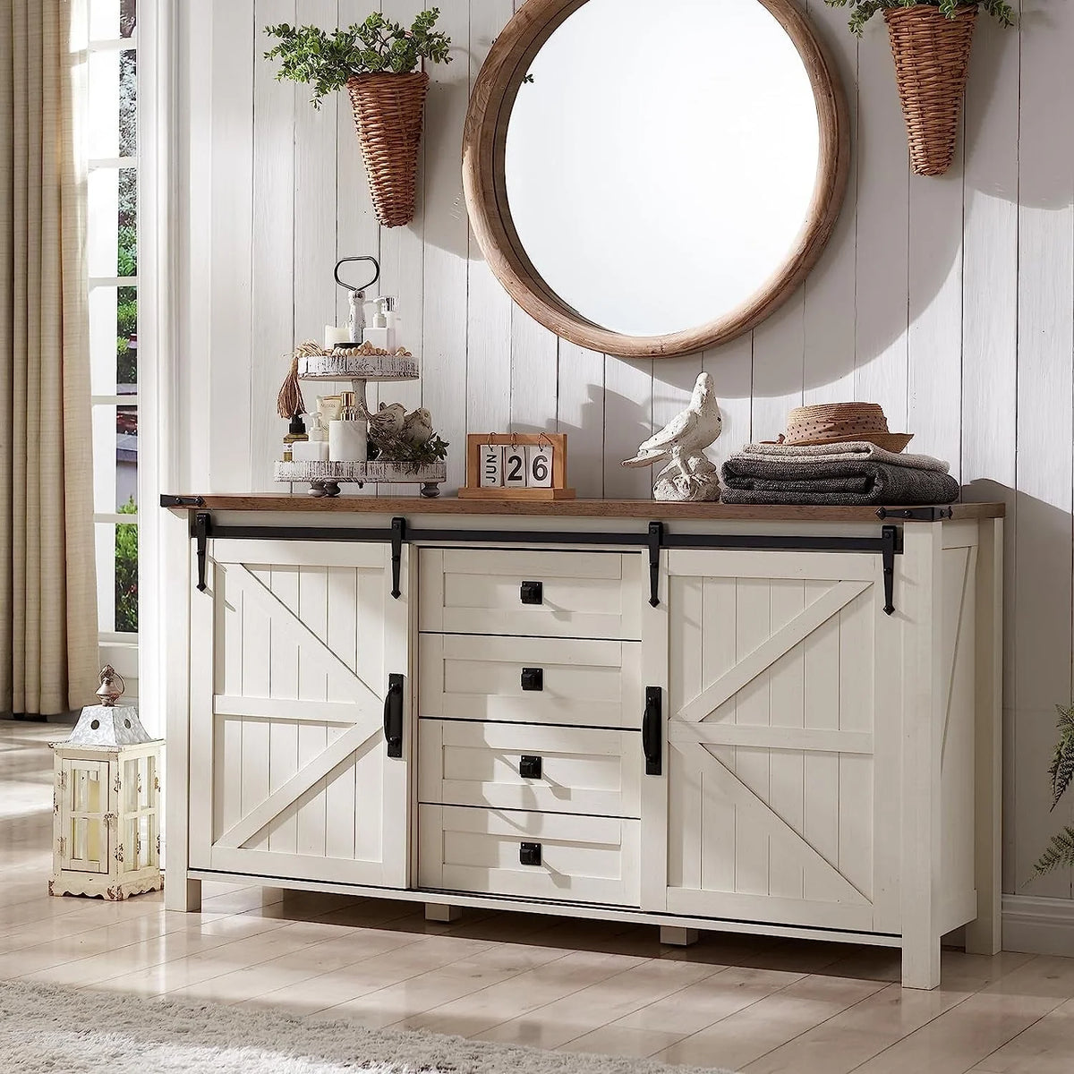 4 Drawer Light Rustic Oak Wood Dresser F691
