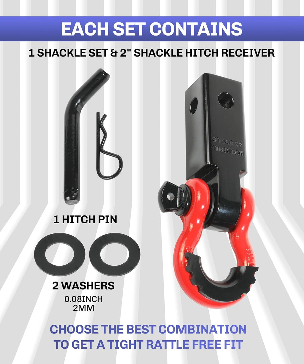 2" Tow Hitch Receiver with 5/8" Screw Pin and 3/4 Shackle V137