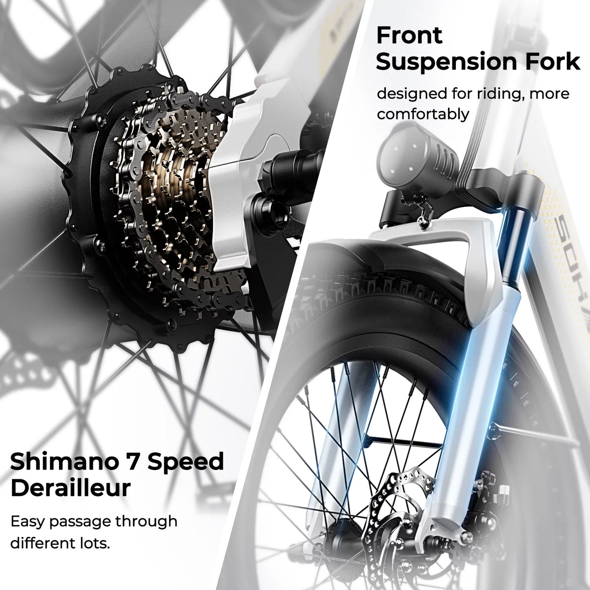 750W Folding Electric Bike 48V 15AH Removable Battery 20 Fat Tire F826688
