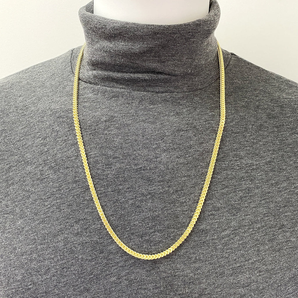 18K Gold Over Silver Hollow Franco Chain Necklace 20"-30" Y99778