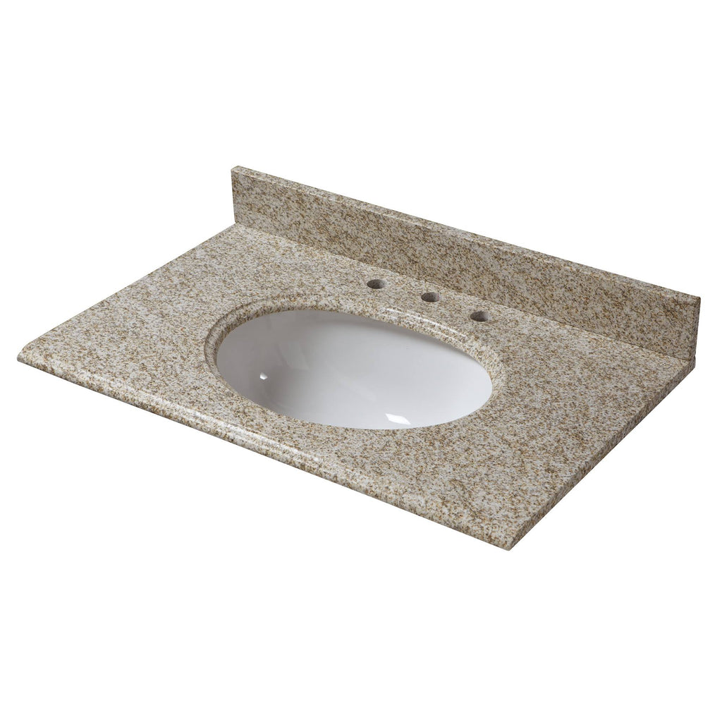 31x22 Golden Hill Granite Vanity Top with White Bowl Q4575