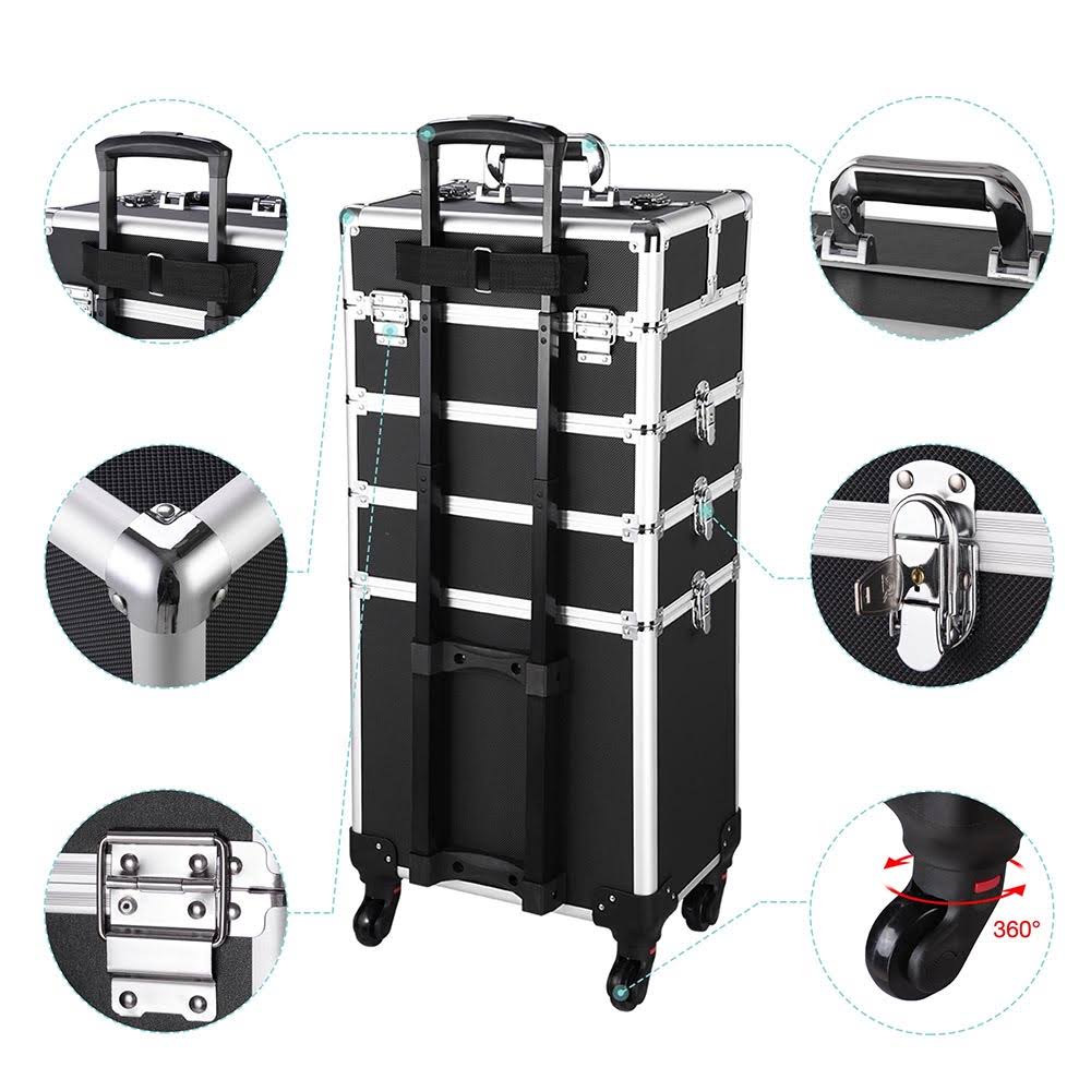 Black Aluminum Rolling Makeup Train Case G743916