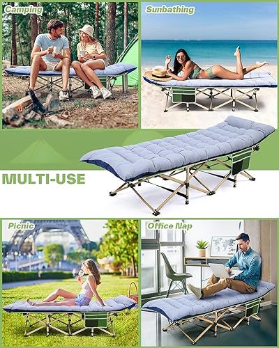 Camping Cot with Mattress Max Load 450 LBS Heavy Duty Portable Folding Bed C7284
