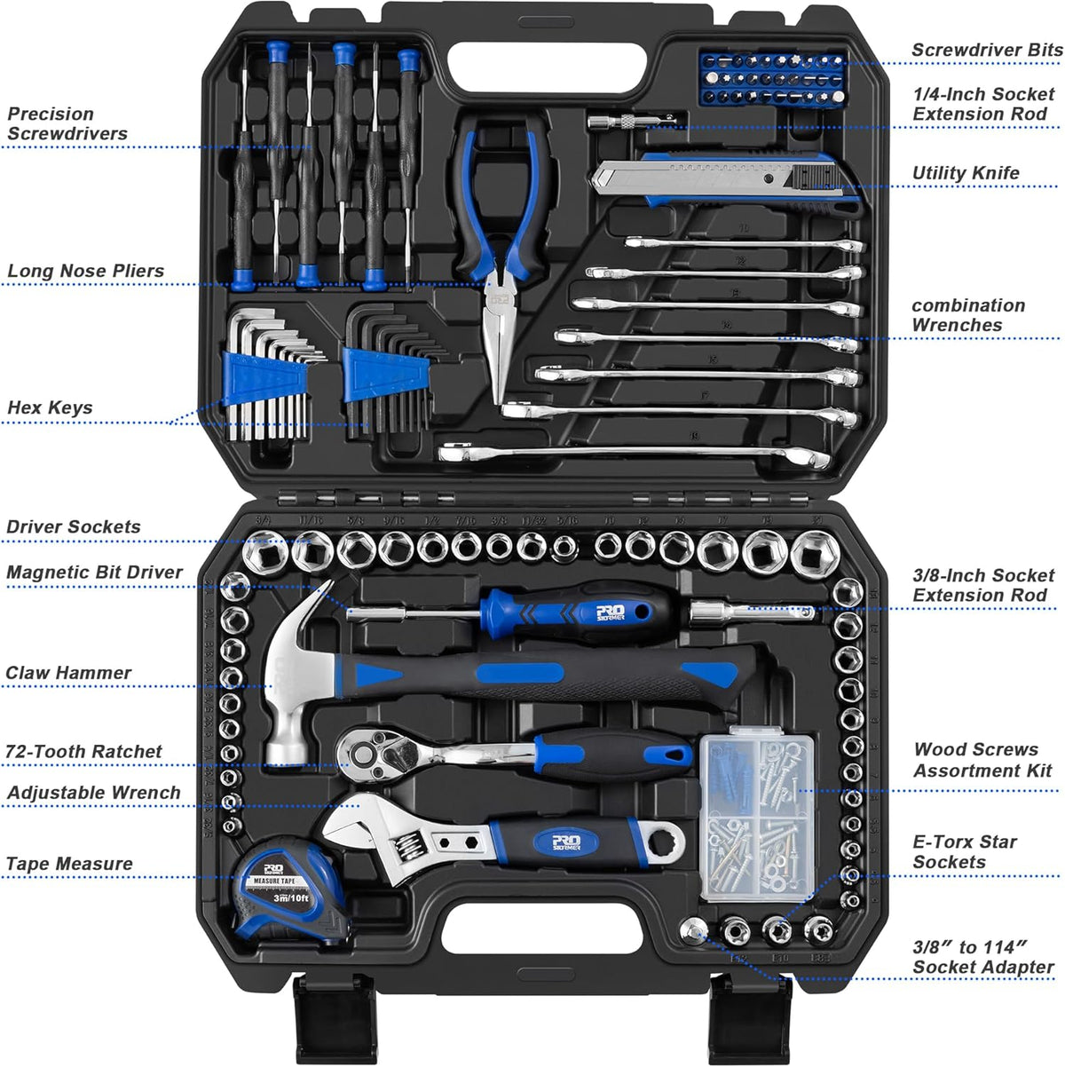 200-Piece Hand Tool Set with Toolbox Storage Case E56034