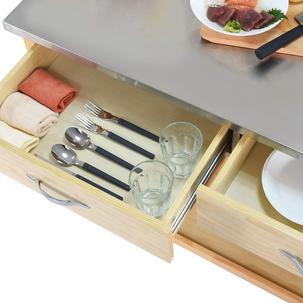 Kitchen Island Cart with Wheels Stainless Steel Counter Top 3 Tier Rolling F580412