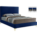 Navy Velvet Full Bed with Gold and Chrome Legs M336