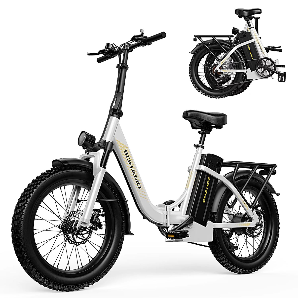 750W Folding Electric Bike 48V 15AH Removable Battery 20 Fat Tire F826688