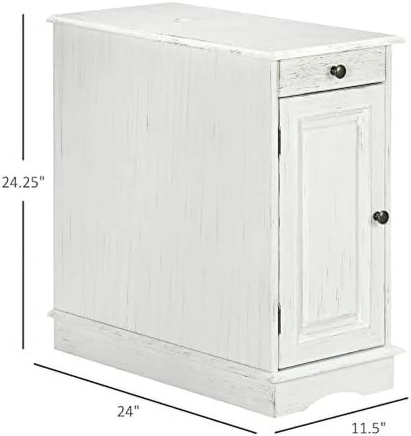White Flip Top End Table with Drawer W801243