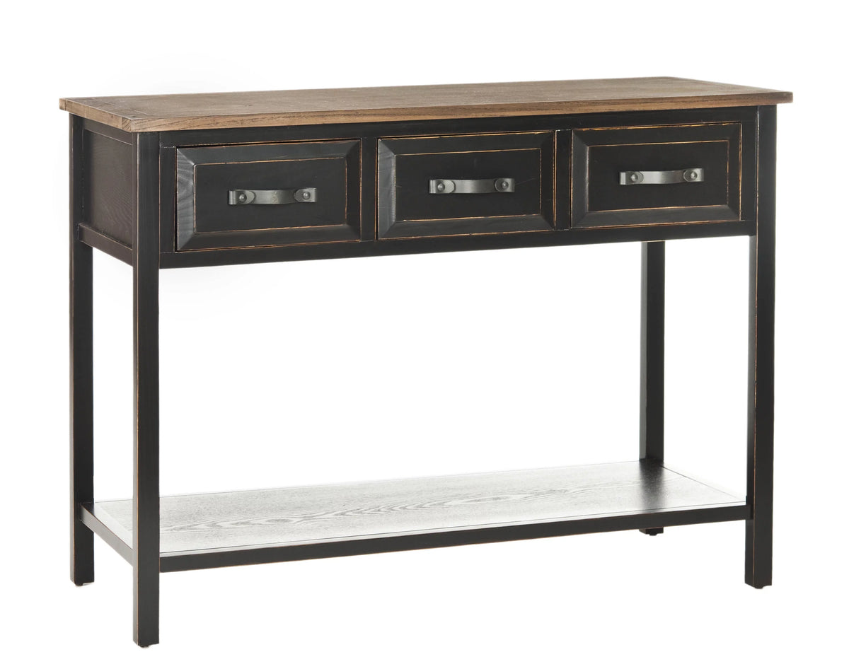Black Oak 3 Drawer Console Table V418334