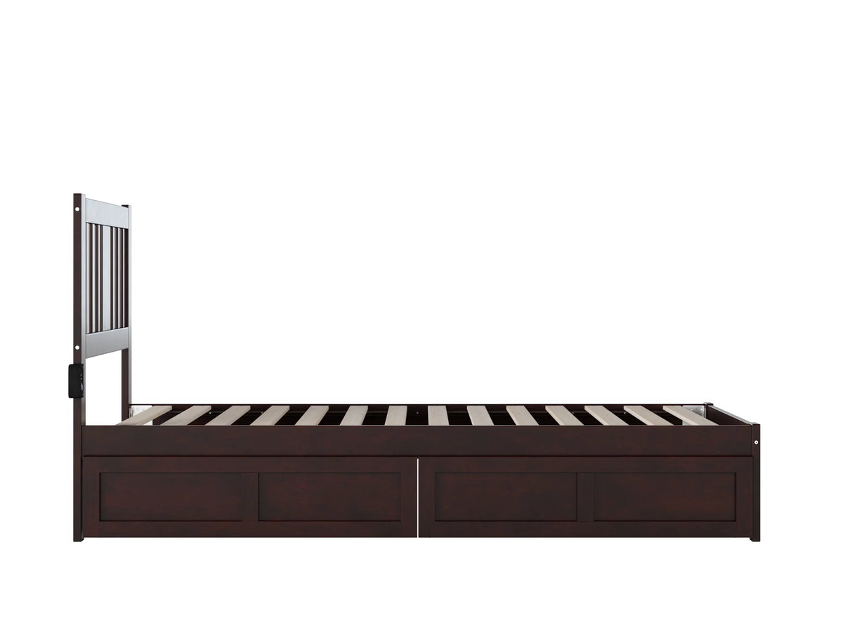 Twin XL Wood Platform Bed Frame with Set of 2 Storage Drawers A45274