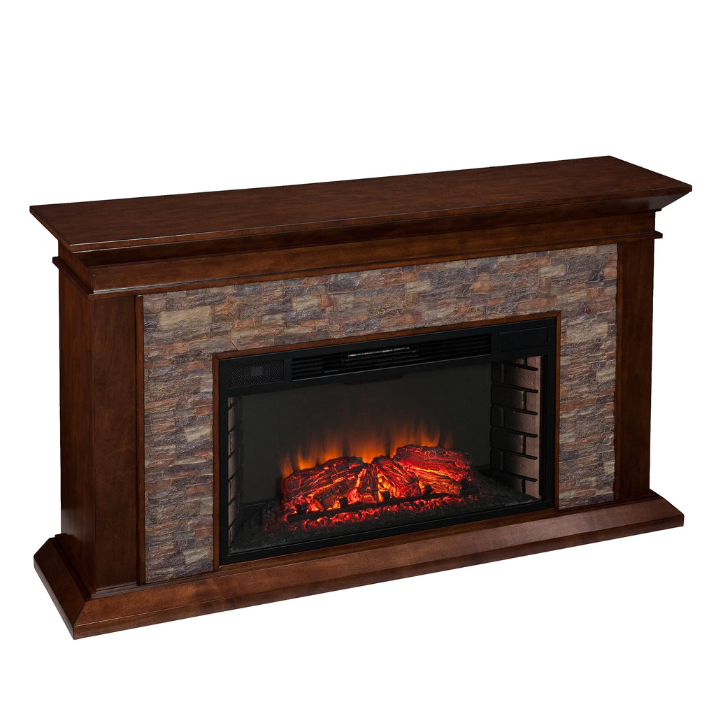 Simulated Stone Electric Fireplace 60 x 35.5 Freestanding V56120