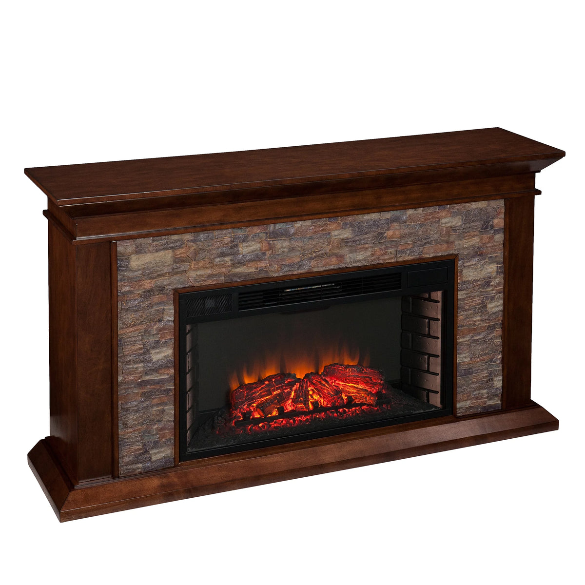 Simulated Stone Electric Fireplace 60 x 35.5 Freestanding V56120