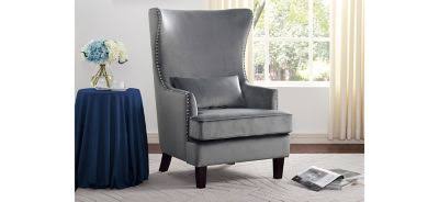 Gray Velvet Wing Back Accent Chair Y4307