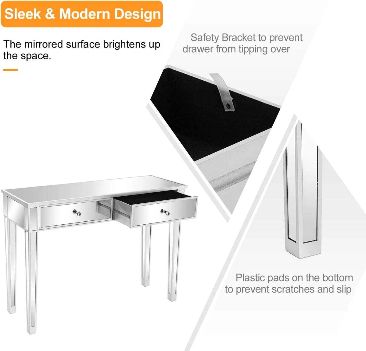 Mirrored Console Table with 2 Drawers M61701