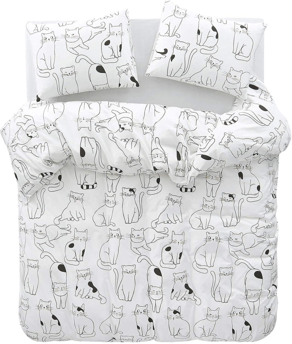White 100% Cotton Twin Size Duvet Cover Set with Zipper Closure I687542