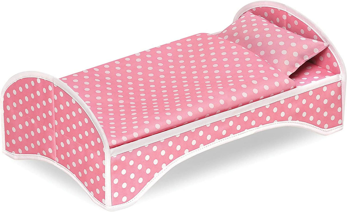 Pink Polka Dot 3-in-1 Trolley Doll Carrier with Rocking Bed and Bedding N46434