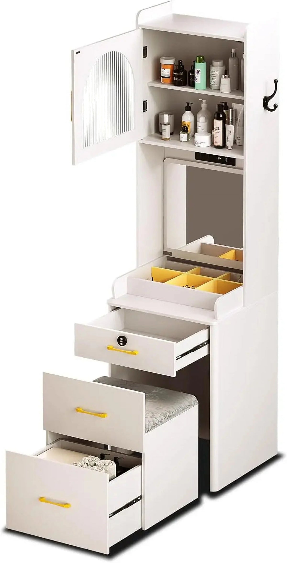 White Small Vanity Desk with Mirror and Lights N259812