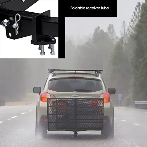 Heavy Duty Folding Hitch Cargo Carrier with Ramp, 500LBS Weight Capacity R771644