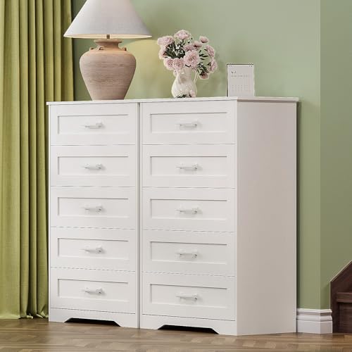 White 5 Drawer Wood Dresser Y48036