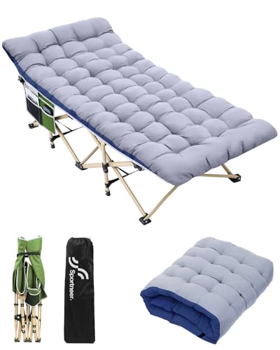 Camping Cot with Mattress Max Load 450 LBS Heavy Duty Portable Folding Bed C7284