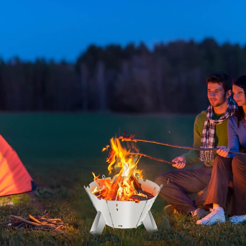 Portable Collapsible Stainless Steel Wood Burning Fire Pit W3519