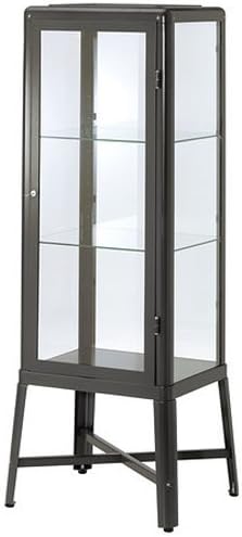Dark Gray Glass Door Cabinet V21859