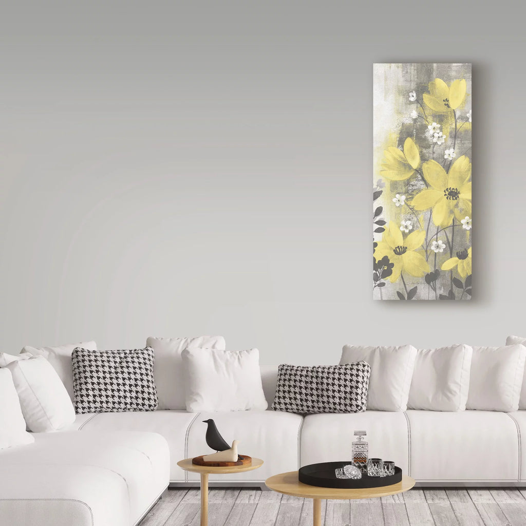 Floral Symphony Yellow Gray Canvas Art J18637